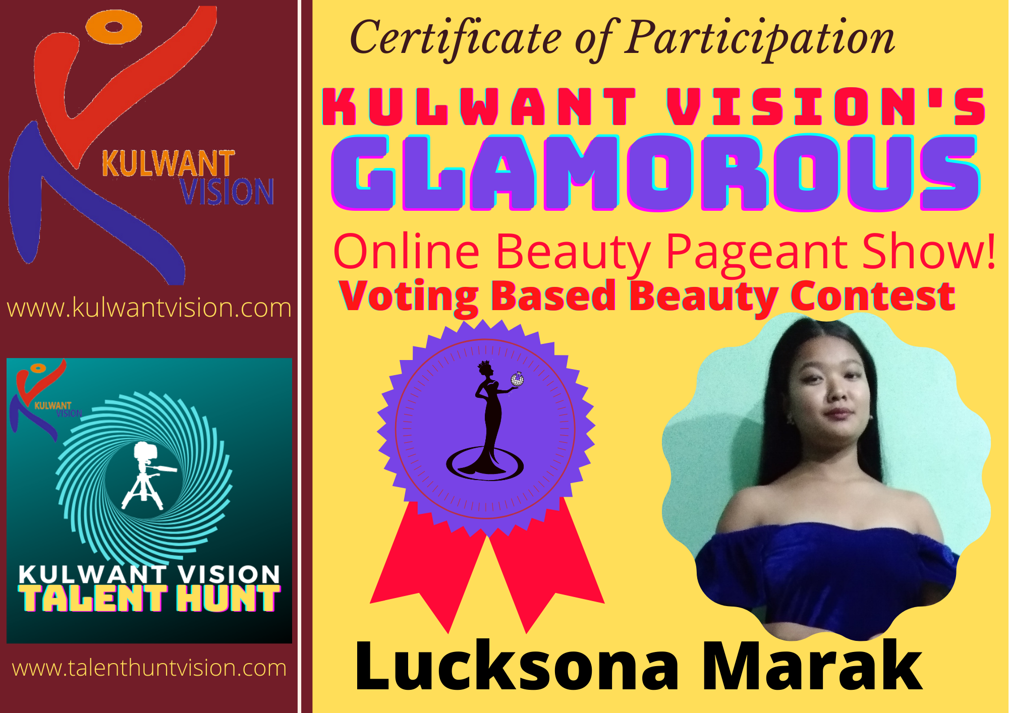 Certificate of Participation Lucksona Marak